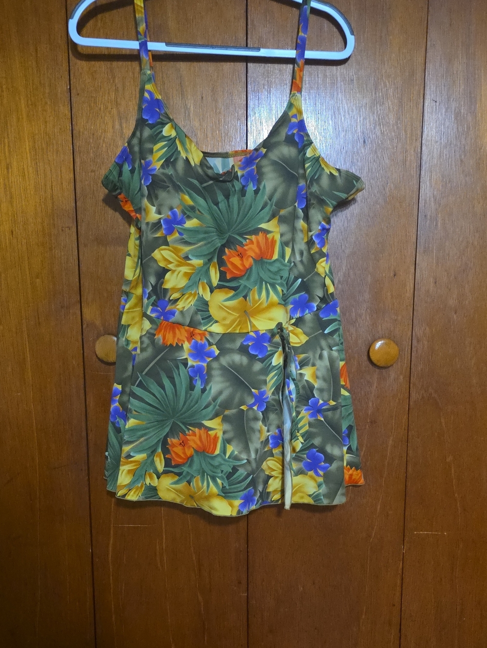 Beach Cabana Floral Swimsuit with Spaghetti Straps Size 22W